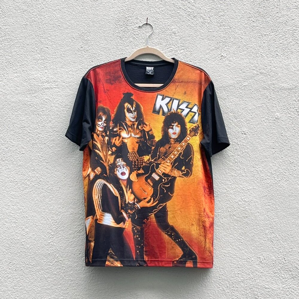 NWT Orange & Black KISS Band Rock and Roll T-shirt